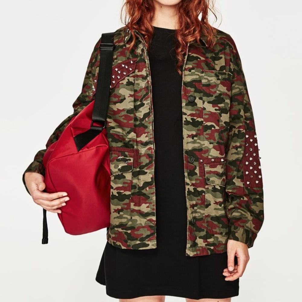 Brand New Army Jacket with studs - Zara Trafaluc